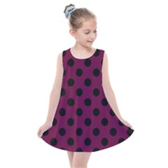 Polka Dots - Black On Boysenberry Purple Kids  Summer Dress by FashionBoulevard