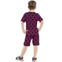 Polka Dots - Black On Boysenberry Purple Kids  Tee and Shorts Set View2