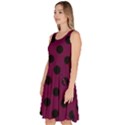 Polka Dots - Black On Boysenberry Purple Knee Length Skater Dress With Pockets View2