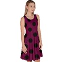 Polka Dots - Black On Boysenberry Purple Knee Length Skater Dress With Pockets View3