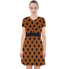 Polka Dots - Black On Burnt Orange Adorable In Chiffon Dress by FashionBoulevard