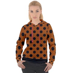 Polka Dots - Black On Burnt Orange Women s Overhead Hoodie