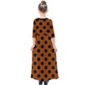 Polka Dots - Black On Burnt Orange Kids  Quarter Sleeve Maxi Dress View2