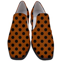 Polka Dots - Black On Burnt Orange Women Slip On Heel Loafers by FashionBoulevard