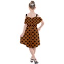 Polka Dots - Black On Burnt Orange Kids  Cut Out Shoulders Chiffon Dress View2