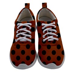 Polka Dots - Black On Burnt Orange Women Athletic Shoes by FashionBoulevard