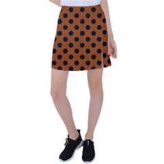 Polka Dots - Black On Burnt Orange Tennis Skirt