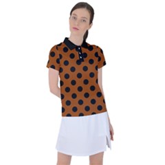 Polka Dots - Black On Burnt Orange Women s Polo Tee