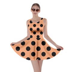 Polka Dots - Black On Cantaloupe Orange Skater Dress by FashionBoulevard