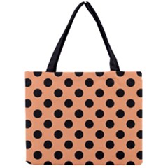 Polka Dots - Black On Cantaloupe Orange Mini Tote Bag by FashionBoulevard