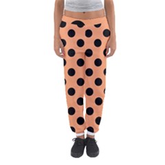 Polka Dots - Black On Cantaloupe Orange Women s Jogger Sweatpants by FashionBoulevard