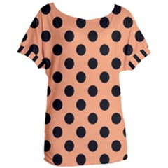 Polka Dots - Black On Cantaloupe Orange Women s Oversized Tee by FashionBoulevard