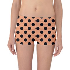 Polka Dots - Black On Cantaloupe Orange Boyleg Bikini Bottoms by FashionBoulevard