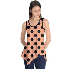 Polka Dots - Black On Cantaloupe Orange Sleeveless Tunic by FashionBoulevard