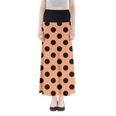 Polka Dots - Black On Cantaloupe Orange Full Length Maxi Skirt by FashionBoulevard