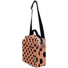 Polka Dots - Black On Cantaloupe Orange Crossbody Day Bag by FashionBoulevard