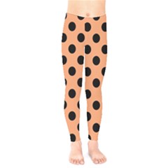 Polka Dots - Black On Cantaloupe Orange Kids  Leggings by FashionBoulevard