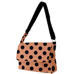 Polka Dots - Black On Cantaloupe Orange Full Print Messenger Bag (s) by FashionBoulevard