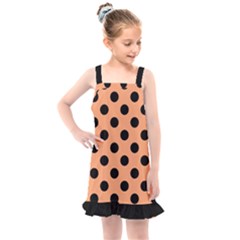 Polka Dots - Black On Cantaloupe Orange Kids  Overall Dress