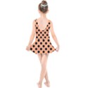 Polka Dots - Black On Cantaloupe Orange Kids  Skater Dress Swimsuit View2