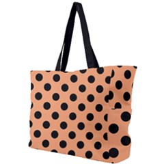 Polka Dots - Black On Cantaloupe Orange Simple Shoulder Bag by FashionBoulevard