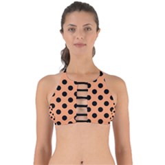 Polka Dots - Black On Cantaloupe Orange Perfectly Cut Out Bikini Top