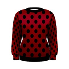 Polka Dots Black On Carmine Red Women s Sweatshirt by FashionBoulevard