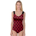 Polka Dots Black On Carmine Red Princess Tank Leotard  View1