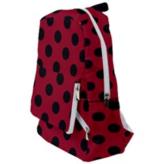 Polka Dots Black On Carmine Red Travelers  Backpack by FashionBoulevard