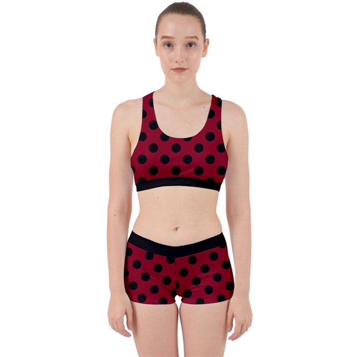 Polka Dots Black On Carmine Red Work It Out Gym Set