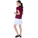 Polka Dots Black On Carmine Red Women s Polo Tee View2