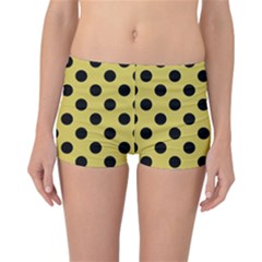 Polka Dots Black On Ceylon Yellow Reversible Boyleg Bikini Bottoms