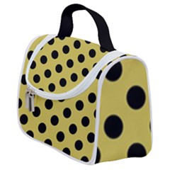 Polka Dots Black On Ceylon Yellow Satchel Handbag by FashionBoulevard