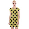 Polka Dots Black On Ceylon Yellow Cap Sleeve Bodycon Dress View1