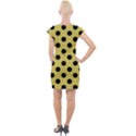 Polka Dots Black On Ceylon Yellow Cap Sleeve Bodycon Dress View2