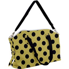 Polka Dots Black On Ceylon Yellow Canvas Crossbody Bag by FashionBoulevard