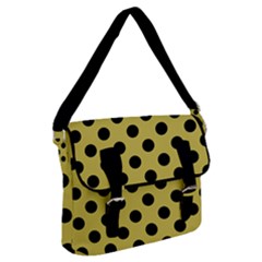 Polka Dots Black On Ceylon Yellow Buckle Messenger Bag by FashionBoulevard