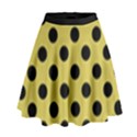 Polka Dots Black On Ceylon Yellow High Waist Skirt View1