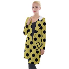 Polka Dots Black On Ceylon Yellow Hooded Pocket Cardigan