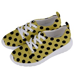 Polka Dots Black On Ceylon Yellow Women s Lightweight Sports Shoes by FashionBoulevard