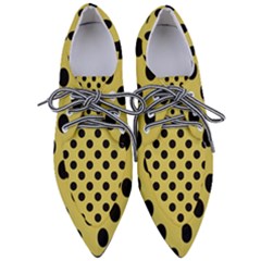 Polka Dots Black On Ceylon Yellow Women s Pointed Oxford Shoes by FashionBoulevard