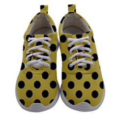 Polka Dots Black On Ceylon Yellow Women Athletic Shoes by FashionBoulevard