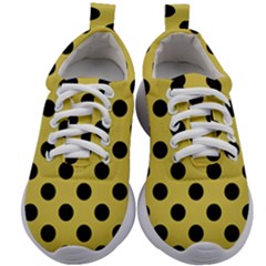 Polka Dots Black On Ceylon Yellow Kids Athletic Shoes by FashionBoulevard