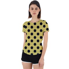 Polka Dots Black On Ceylon Yellow Back Cut Out Sport Tee by FashionBoulevard