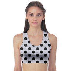 Polka Dots Black On Cloudy Grey Sports Bra by FashionBoulevard