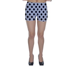 Polka Dots Black On Cloudy Grey Skinny Shorts by FashionBoulevard