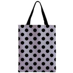 Polka Dots Black On Cloudy Grey Zipper Classic Tote Bag by FashionBoulevard