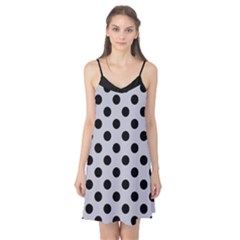 Polka Dots Black On Cloudy Grey Camis Nightgown by FashionBoulevard