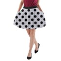 Polka Dots Black On Cloudy Grey A-Line Pocket Skirt View1