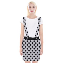 Polka Dots Black On Cloudy Grey Braces Suspender Skirt by FashionBoulevard